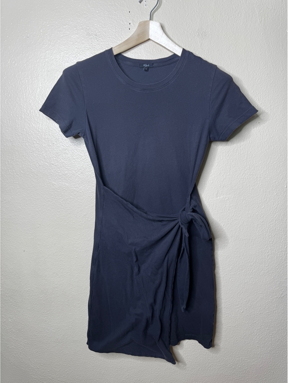Rails Edie Cotton Dress Women's Small Black Short Sleeve Side Tie - Picture 2 of 8